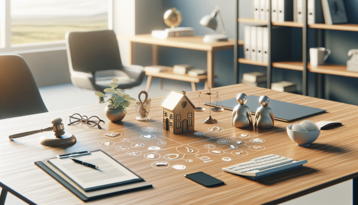 A desk displaying "Lasting Power of Attorney" documents, symbolising property management and senior care.