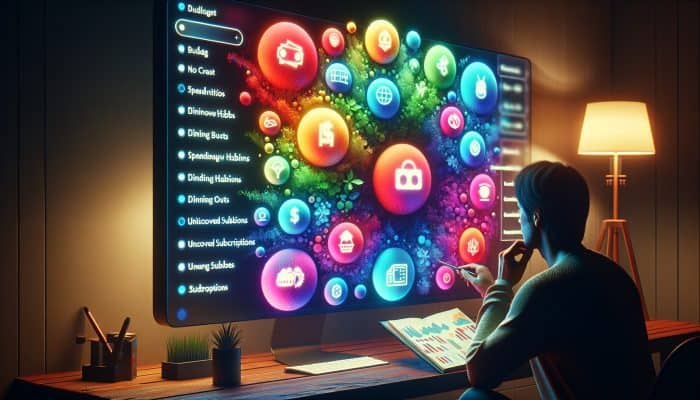 Exploring Budgeting Tools for Debt Consolidation: A Comprehensive Guide | DCL A person analysing a colourful budget chart on a computer in a comfortable home office.