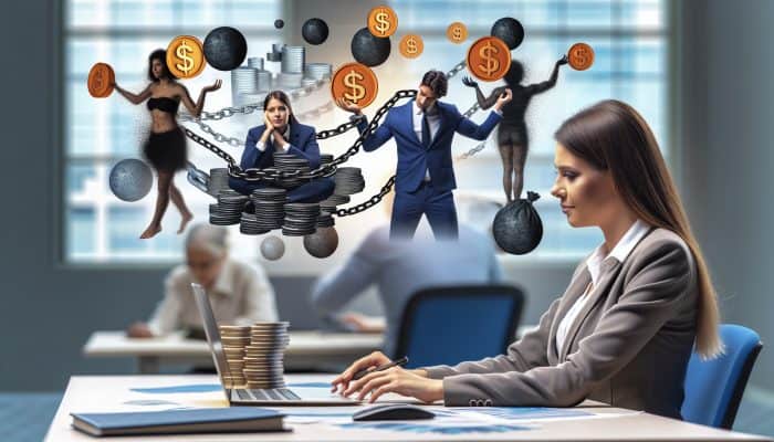 Navigating Debt Consolidation: Professional Insights | DCL A financial advisor explaining debt consolidation strategies using a graph, illustrating a person with multiple debts versus one with a single debt.