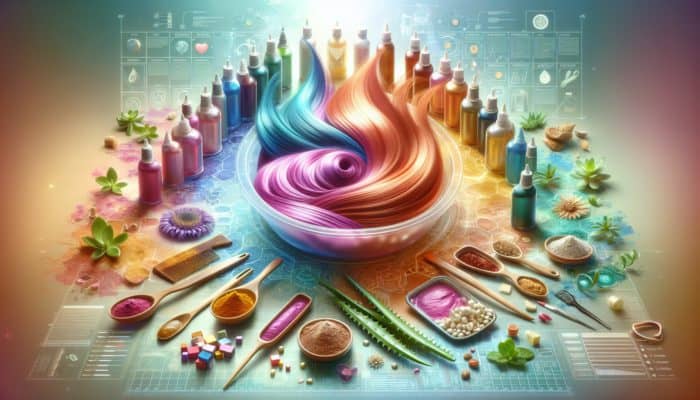 Vibrant hair coloring with organic dyes, natural oils, and nourishing ingredients for safe hair care.