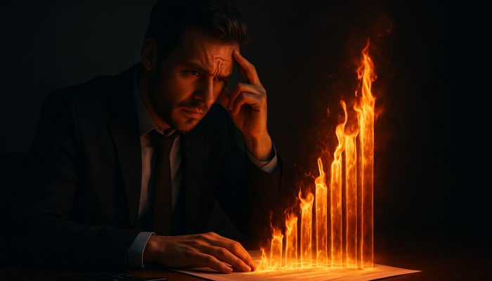 Discussing health issues with lenders: Crucial Guidance | DCL UK borrower at desk as glowing health papers elevate insurance premiums dramatically.